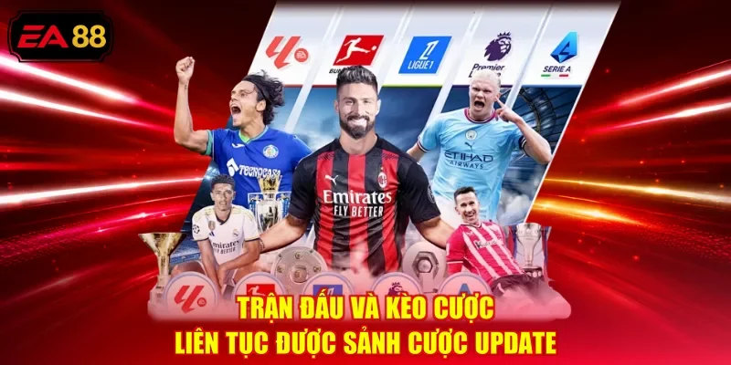 Trận đấu và kèo cược liên tục được sảnh cược update
